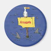 サメおもしろいの漫画で囲まれた海鳥 マグネット (正面)