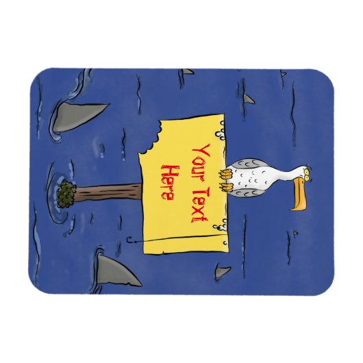 サメおもしろいの漫画で囲まれた海鳥 マグネット (横)