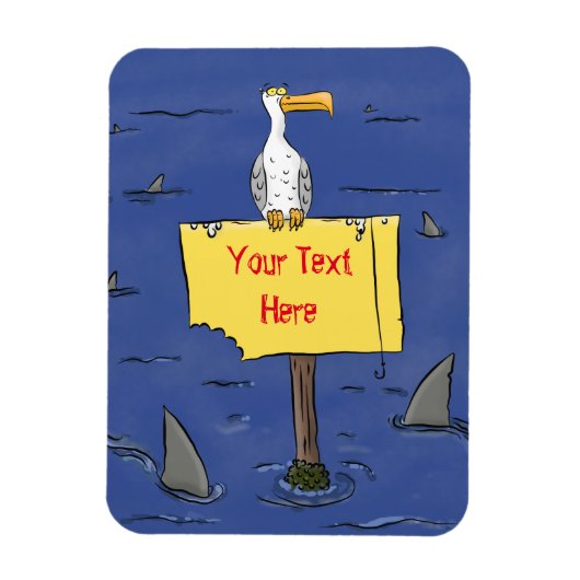 サメおもしろいの漫画で囲まれた海鳥 マグネット (縦)