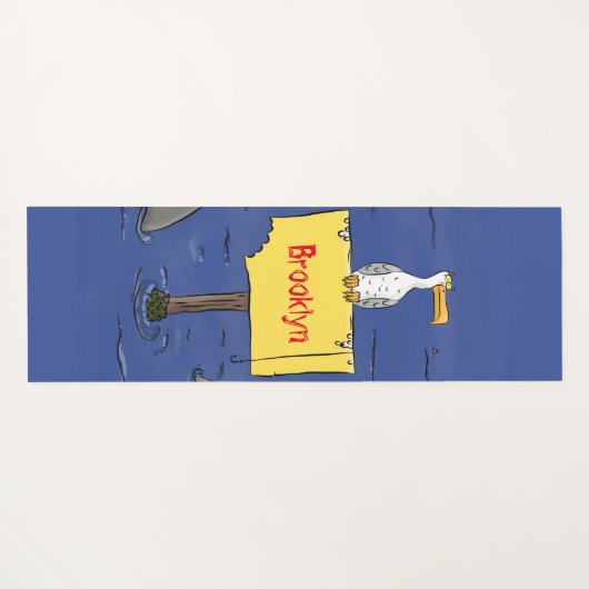 サメおもしろいの漫画で囲まれた海鳥 ヨガマット (裏面(横))