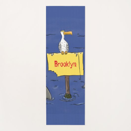 サメおもしろいの漫画で囲まれた海鳥 ヨガマット (正面)