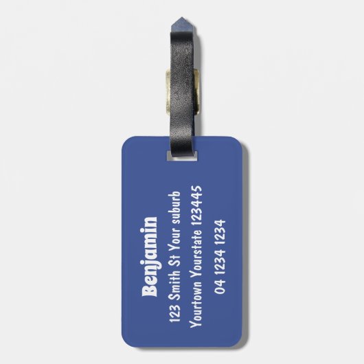 サメおもしろいの漫画で囲まれた海鳥 ラゲッジタグ (裏面縦)