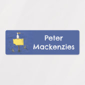 サメおもしろいの漫画で囲まれた海鳥 ラベル (デザイン1)