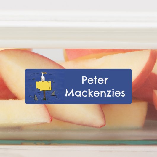 サメおもしろいの漫画で囲まれた海鳥 ラベル (貼付)