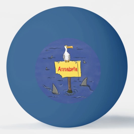 サメおもしろいの漫画で囲まれた海鳥 卓球ボール (正面)