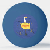 サメおもしろいの漫画で囲まれた海鳥 卓球ボール (裏面)