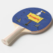 サメおもしろいの漫画で囲まれた海鳥 卓球ラケット (正面アングル)