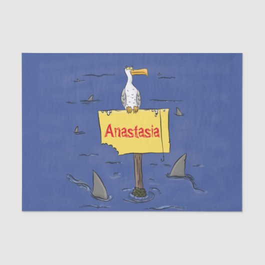 サメおもしろいの漫画で囲まれた海鳥 薄葉紙 (正面)