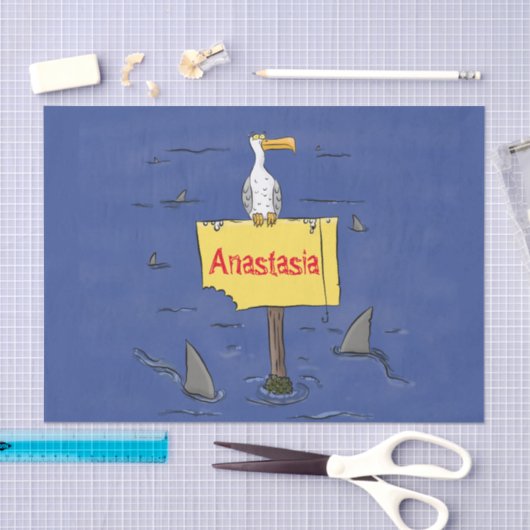 サメおもしろいの漫画で囲まれた海鳥 薄葉紙 (クラフト)