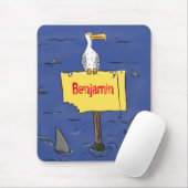 サメおもしろいの漫画に囲まれた海鳥 マウスパッド (マウス)