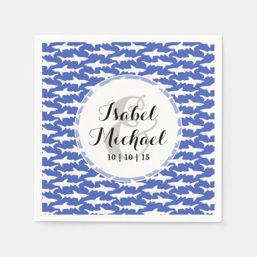 サメおもしろいの群れ スタンダードカクテルナプキン (正面)