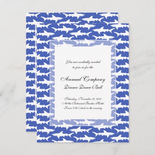 サメおもしろいの群れ 招待状 (正面/裏面)