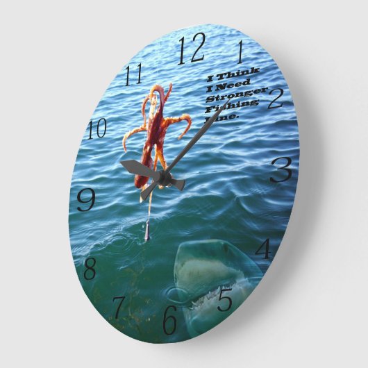 サメおもしろいはタコが欲しい ラージ壁時計 (傾斜)