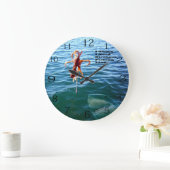 サメおもしろいはタコが欲しい ラージ壁時計 (ホーム)