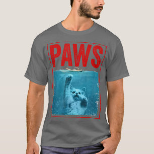 サメおもしろいや猫好き用のPAWS猫キッテン Tシャツ