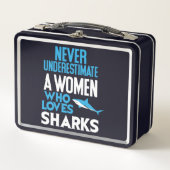 サメおもしろいを愛する女性 メタルランチボックス (正面)