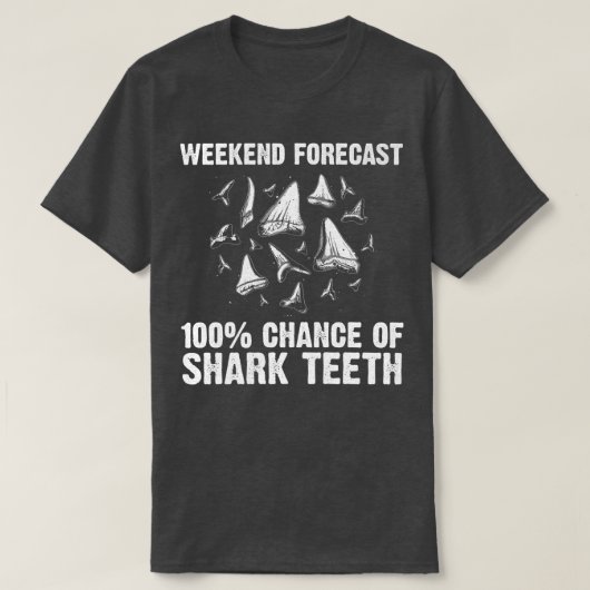 サメおもしろい歯女子男性へサメ歯化石 Tシャツ (デザイン正面)