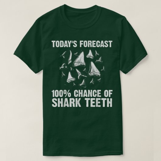 サメおもしろい歯女子男性へサメ歯化石 Tシャツ (デザイン正面)