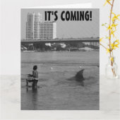 サメおもしろい誕生日グリーティングカード カード (黄色い花)