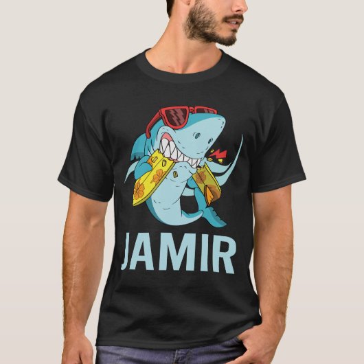 サメがおもしろい - Jamir 名前 Tシャツ (正面)