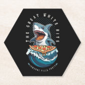 サメがピザを食べる | ホワイトシャークがジャースムな一口 ペーパーコースター (正面)