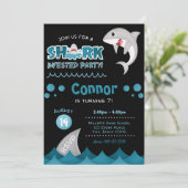 サメが出没する誕生日パーティー 招待状 (スタンド正面)