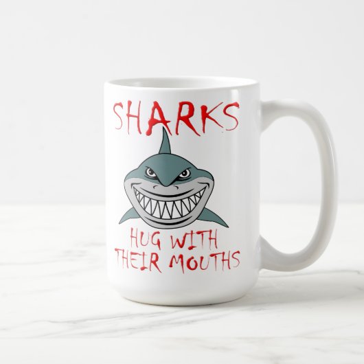 サメが口でハグ Funny Mug コーヒーマグカップ (右)