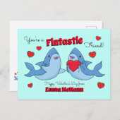 . .サメが可愛い子どもたちのバレンタインデーの友情 ポストカード (正面/裏面)