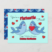 サメが可愛い子どもたち教室のバレンタインカード ポストカード (正面/裏面)