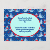 サメが可愛い子どもたち教室のバレンタインカード ポストカード (裏面)