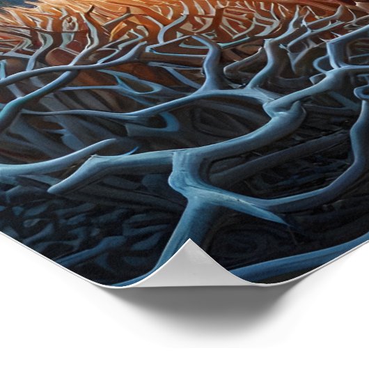 サメが威厳のあるサンゴの不思議の国を滑空する ポスター (角)