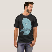 サメが手を振って挨拶 - かわいいサメ - 面白いイラスト Tシャツ (正面フル)