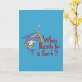 サメが泳ぐ夏にかわいいグリーティングカード カード (黄色い花)