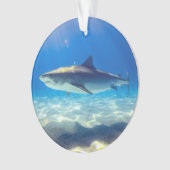 サメが泳ぐ青い海水 オーナメント (正面)