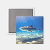 サメが泳ぐ青い海水 マグネット (正面/裏面)