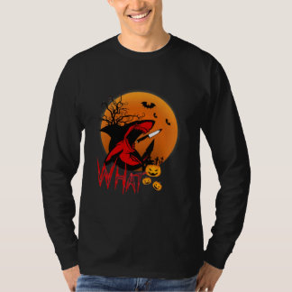 サメってクリーピーな黒いサメのハロウィンコスチューム Tシャツ