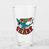 サメでサーフィン タンブラーグラス (正面)