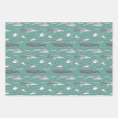 サメとクジラの水中ラッピング紙 ラッピングペーパーシート (正面2)