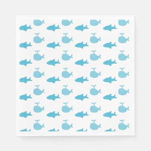 サメとクジラ青い少年の赤ちゃんシャワー スタンダードランチョンナプキン (正面)