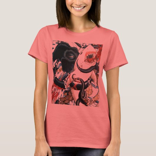 サメとタコ Tシャツ (正面)