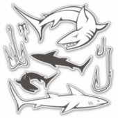 サメとフックのアイコンセット シール (正面)