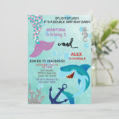 サメと人魚の兄弟姉妹の誕生日招待状 招待状 (スタンド正面)