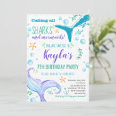 サメと人魚の誕生日パーティー招待状 招待状 (スタンド正面)