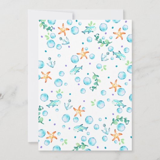 サメと人魚の誕生日パーティー招待状 招待状 (裏面)