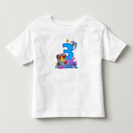 サメと宝箱 海のテーマ 3歳の誕生日 トドラーTシャツ