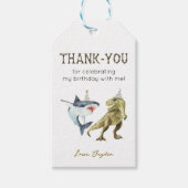 サメと恐竜の誕生日お礼 ギフトタグ (正面)