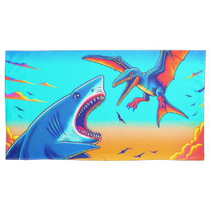 サメと恐竜 枕カバー