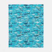 サメと海の命が海の青に フリースブランケット (正面)