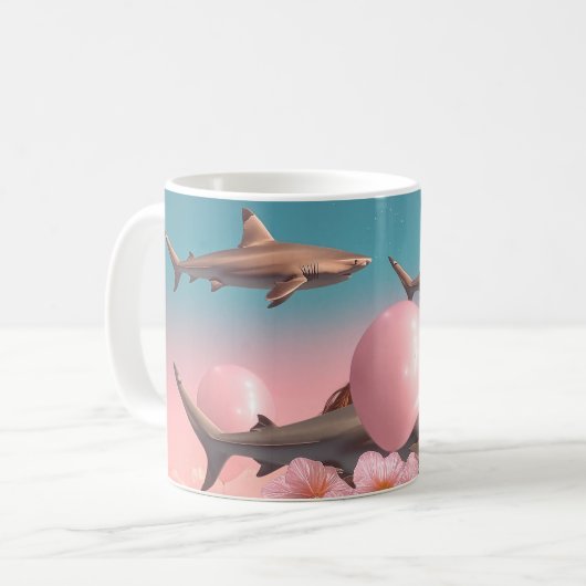 サメと風船のあるシュールな夢景 コーヒーマグカップ (正面左)