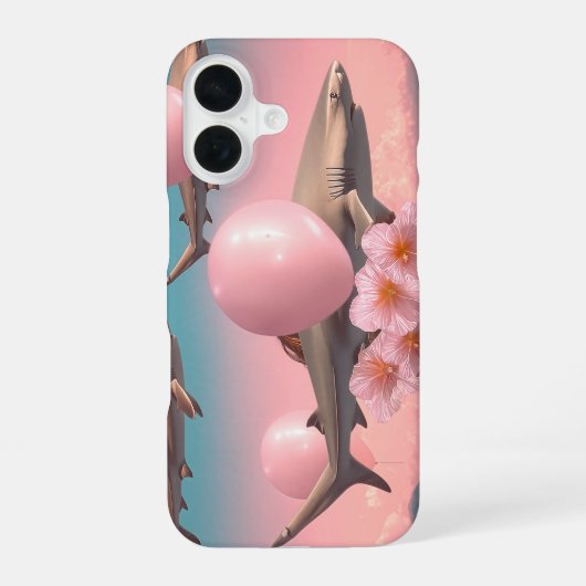サメと風船のシュールな夢景 iPhone 16ケース (裏面)